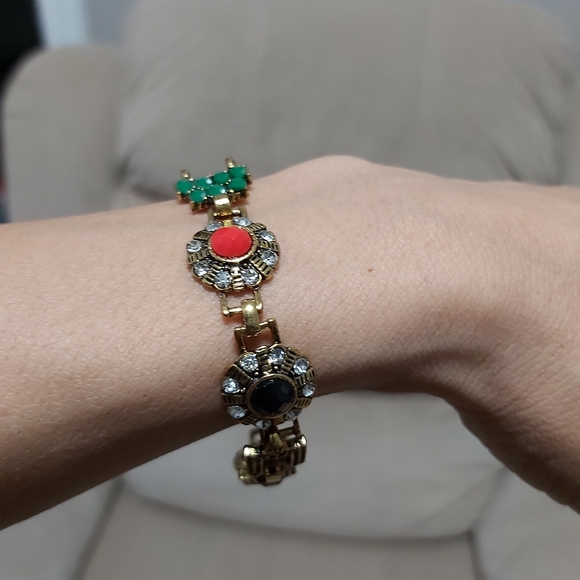 925 stamped multi color with rhinestones and gems stone. Gold tone 7" lo… - Picture 6 of 10